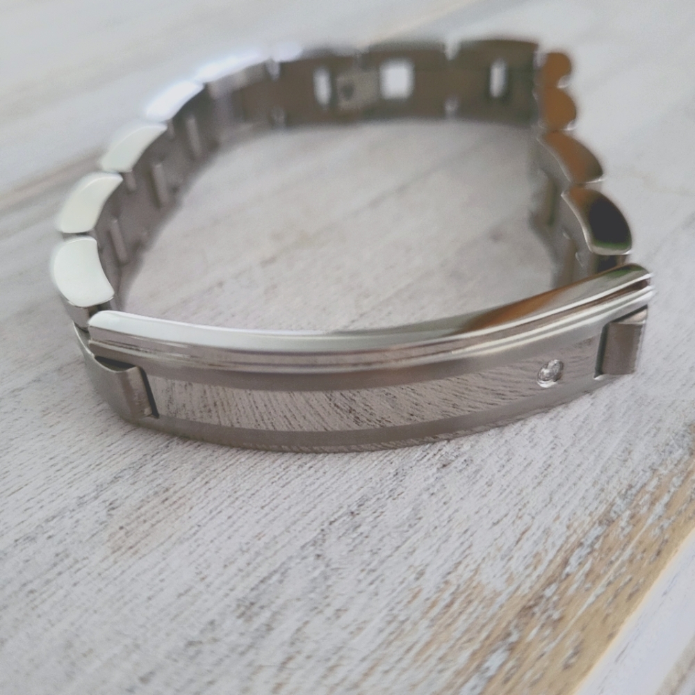 Men's Stainless Steel ID Bracelet, 8.5" length